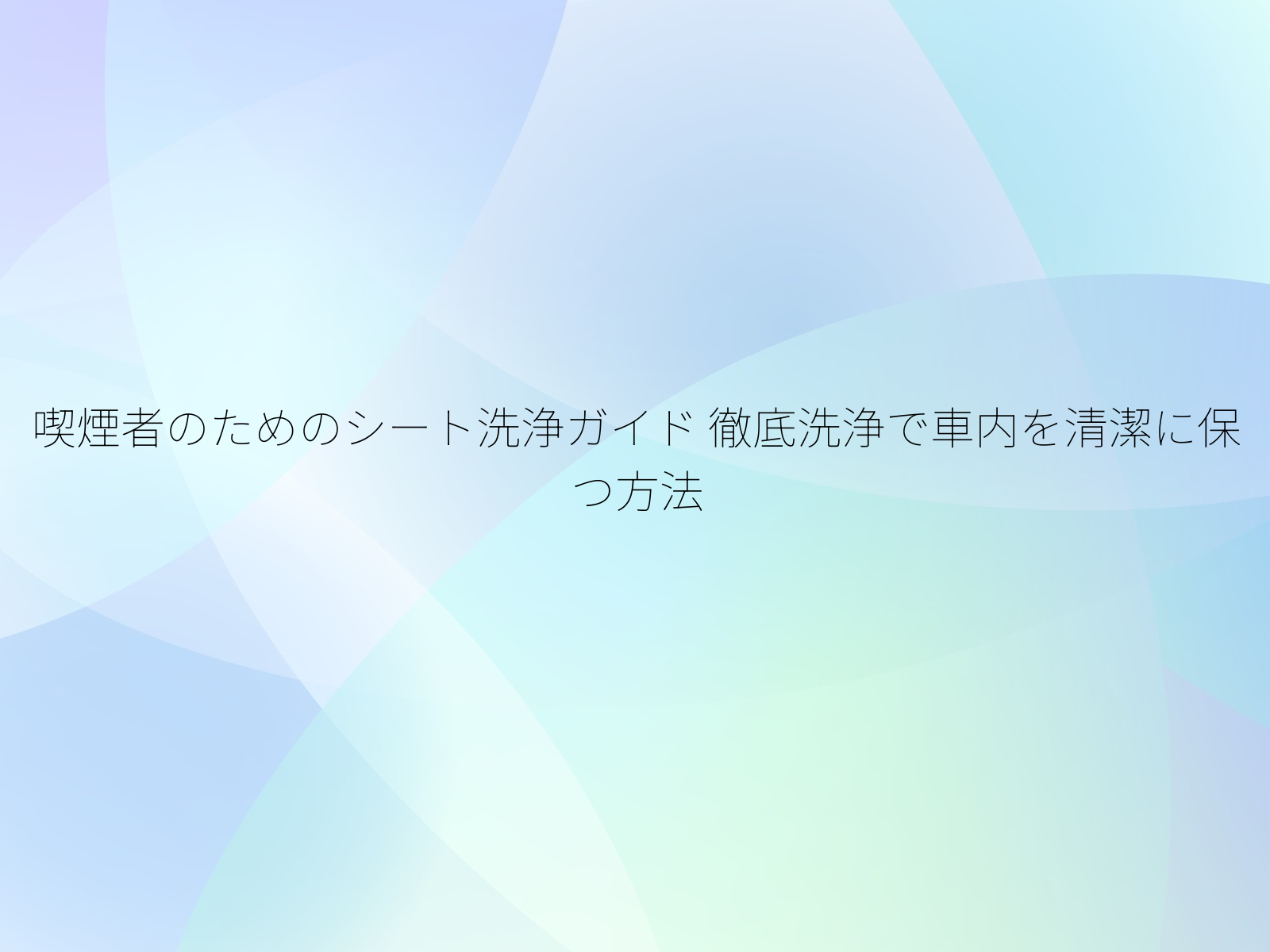 喫煙者のためのシート洗浄ガイド